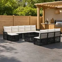Prolenta Maison Exclusive - Ensemble de canapés de jardin, 11 pièces, 10 places, en résine tressée noire
