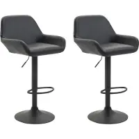 CLP lot de 2 tabourets de bar Braga en similicuir noir