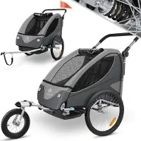 Kesser Remorque pour enfants, remorque vélo pivotante à 360°, avec suspension, 2 en 1 (peut être e comme poussette), pour 1 à 2 enfants