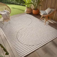 Teppium Tapis Extérieur Beige 240x340 cm Résistant aux Intempéries UV Facile d’Entretien Design Scandinave Boho pour Cuisine Balcon Terrasse Jardin Salon