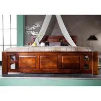 MASSIVMOEBEL24.DE MASSIVMOEBEL24 | Lit double 200x200 Acacia laqué Nougat OXFORD #254