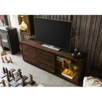 WOLF-Möbel MASSIVMOEBEL24 | Meuble TV en bois d'acacia laqué marron BARK #212