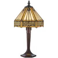 Casa Padrino Lampe de table Tiffany de luxe Jaune / Noir / Marron 20 x 20 x H. 31 cm - Lampe de bureau élégante - Lampe à tabouret - Lampe Tiffany