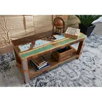 MASSIVMOEBEL24.DE MASSIVMOEBEL24 | Table basse 110x45 Bois de récupération laqué Multicolore NATURE OF SPIRIT #107