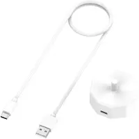 Wigento Pour Braun Oral B Port USB-C 1 mètre Câble de charge + station de charge Blanc