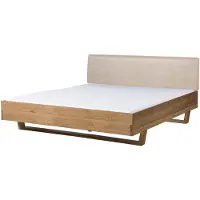 MASSIVMOEBEL24.DE MASSIVMOEBEL24 | Lit en bois de Chêne 180x200x85 naturel huilé, tête de lit beige FICHTELBERG #127