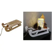 BURI Luge en bois Luge décorative Luge en bois Décoration de Noël Décoration d'hiver 31 x 14 cm