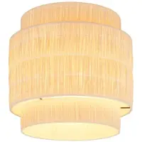 Briloner Papper Lampe de plafond, abat-jour en raphia, style boho, douille E27, naturel, Ø30 x 32 cm