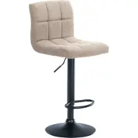 CLP Tabouret de bar Calma, revêtement en tissu, pivotant à 360° et réglable en hauteur | Couleur : crème, structure : noir