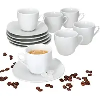 MamboCat lotta de 6 tasses à expresso 80ml avec soucoupes 6 personnes blanc porcelaine