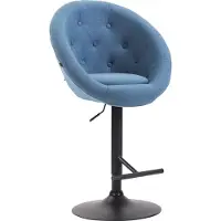 CLP Tabouret de bar London V2, revêtement en tissu, pivotant et réglable en hauteur | Couleur : bleu. Structure : noire