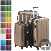 Hauptstadtkoffer - Alex - Set de valises 3 tailles valises à coque dure Trolleys extensible, 4 roulettes, coque dure brillante Set de valises de voyage, expandable travel luggage,Champagne