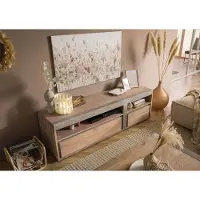 MASSIVMOEBEL24.DE MASSIVMOEBEL24 | Meuble TV en bois d' acacia beige laqué AMSTERDAM #125