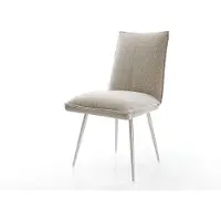 DELIFE Chaise-de-salle-à-manger Lelio-Flex tissu tissé doux beige 4 pieds coniques acier inoxydable resorts ensachés