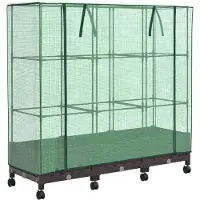 vidaXL Jardinière avec couvercle de serre et roulettes, lot de 3, marron