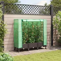Prolenta Maison Exclusive - 3 jardinières avec couvercle de serre et roues, couleur marron