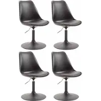 CLP Lot de 4 chaises de salle à manger Maverick en plastique, pivotantes et réglables en hauteur en continu, couleur du piètement : noir