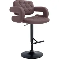 CLP Tabouret de bar Dublin, revêtement en tissu, réglable en hauteur et pivotant. Couleur : marron. Structure : noire
