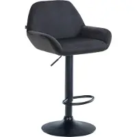 CLP Tabouret de bar velours ajustable pivotant velours Noir