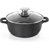 Orion Casserole en fonte d'aluminium Casserole avec couvercle en verre GRANIT 24 cm | 4 l gaz induction