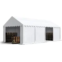 TOOLPORT Tente de Stockage 4x8 m abri bâche PVC 750 N imperméable blanc avec cadre de sol