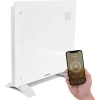 Vonroc Chauffage électrique de luxe - Convecteur - Panneau en verre 1000W Premium - Blanc | Commande manuelle et Wi-Fi incl.