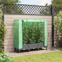 Prolenta Maison Exclusive - 3 jardinières avec couvercle de serre et roues, en PP