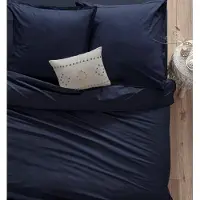 Atmosphera Créateur d'Intérieur Housse de couette Bleu encre 100 % Coton L 200 x l 140 cm