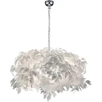 TRIO Leuchten - Design Lampe à suspendre romantique I Lampe à suspendre I Suspension blanche avec feuilles - PlumeI 4 flammes I Salon I Chambre à coucher - Plastique Rond - Convient pour LED E14