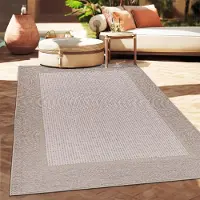 Paco Home Tapis d'extérieur en lin tissé moderne Boho Ethno résistant aux intempéries extérieur Dimension 300x400 cm