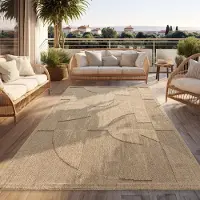 Paco Home Tapis d'extérieur résistant aux intempéries Balcon Salon Design bohème Géométrique Beige Dimensions 200 x 280 cm