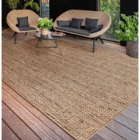 Paco Home Tapis d'extérieur résistant aux intempéries Tissu plat moderne, aspect jute pour terrasse & balcon Dimension 160x220 cm