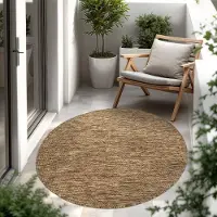 Paco Home In & Outdoor Tapis tissé plat uni moderne résistant aux intempéries pour terrasse cuisine Taille 200 cm Rond