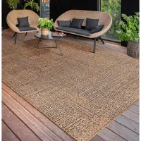 Paco Home Tapis d'extérieur résistant aux intempéries Tissu plat moderne, aspect jute pour terrasse & balcon Dimension 80x150 cm