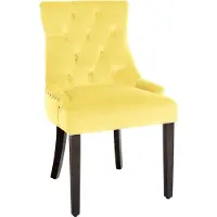 CLP Chaise de salle à manger Aberdeen en velours, avec piètement en bois d'hévéa et hauteur d'assise de 50 cm ; couleur du piètement : jaune antique