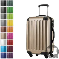 Hauptstadtkoffer Alex - Valise bagage à main avec extension trolley cabine 4 roulettes, bagage de bord pour chaque compagnie aérienne, trolley de voyage taille S coque dure brillante, 55 cm, 42 litres,Champagne