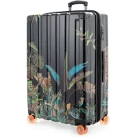 Hauptstadtkoffer VALISE DE VOYAGE Q-Damm - Grande valise trolley, coque rigide brillante, format XL, extensible, 4 roulettes doubles, valise avec motif, édition "Jungle", 77 cm, 133 L, motif léopard