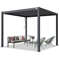 PRIMEYARD Pergola 3x3 m poteaux en aluminium avec lames orientables en acier pavillon anthracite