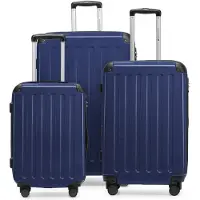 Hauptstadtkoffer - Alex - Koffer-Set 3-teilig, Rollkoffer Trolleys 4 Rollen mit Erweiterung, Handgepäck und Check-In Gepäck für jede Reiseart, TSA,Dunkelblau
