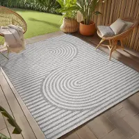 Teppium Tapis Extérieur Gris 140x200 cm Résistant aux Intempéries UV Facile d’Entretien Design Scandinave Boho pour Cuisine Balcon Terrasse Jardin Salon