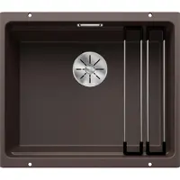 BLANCO Evier sous plan Etagon 500-U - Vasque à encastrer avec C-overflow et système d'évacuation InFino, granit cafe