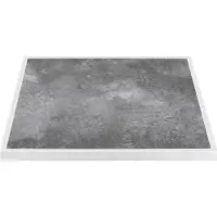Bolero Plateau de table d'extérieur en verre trempé effet pierre foncée et bord blanc – 700 mm