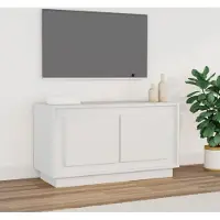 Prolenta Meuble TV exclusif - Blanc, 80x35x45 cm, fabriqué en panneaux de particules