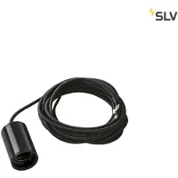 SLV Fitu suspension, A60, rond, noir, 5m de câble avec extrémité ouverte, max. 60W