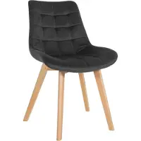 CLP Chaise Brook, chaise de salle à manger avec revêtement en velours, couleur noire