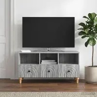 Prolenta Meuble TV exclusif - Dimensions : 102 x 34,5 x 50 cm. Matériau : panneau de particules imitation bois Sonoma gris