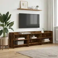 Prolenta Meuble TV exclusif - Dimensions : 168 x 33 x 47 cm - Bois stratifié imitation chêne fumé