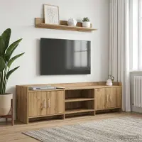 Prolenta Meuble TV exclusif - Dimensions : 168 x 33 x 47 cm - Matériau : panneau de particules imitation chêne artisanal
