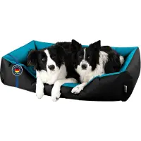BedDog Lit pour chien LUPI Coussin pour chien lavable,BLUE-SKY (noir/bleu),(XXL) ca. 120x85x23cm
