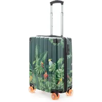 Hauptstadtkoffer Q-Damm - Bagages à main valise rigide brillante, trolley avion 4 roulettes valise cabine, Hand Luggage TSA, 54 cm, 38 L, Jungle Edition,Parrots